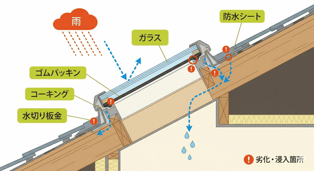 天窓 雨漏り